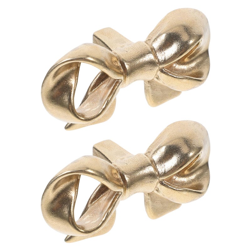 Vintage Brass Bow Shaped Drawer Knobs 2 Pack Cabinet Hardware Pulls - Image 2