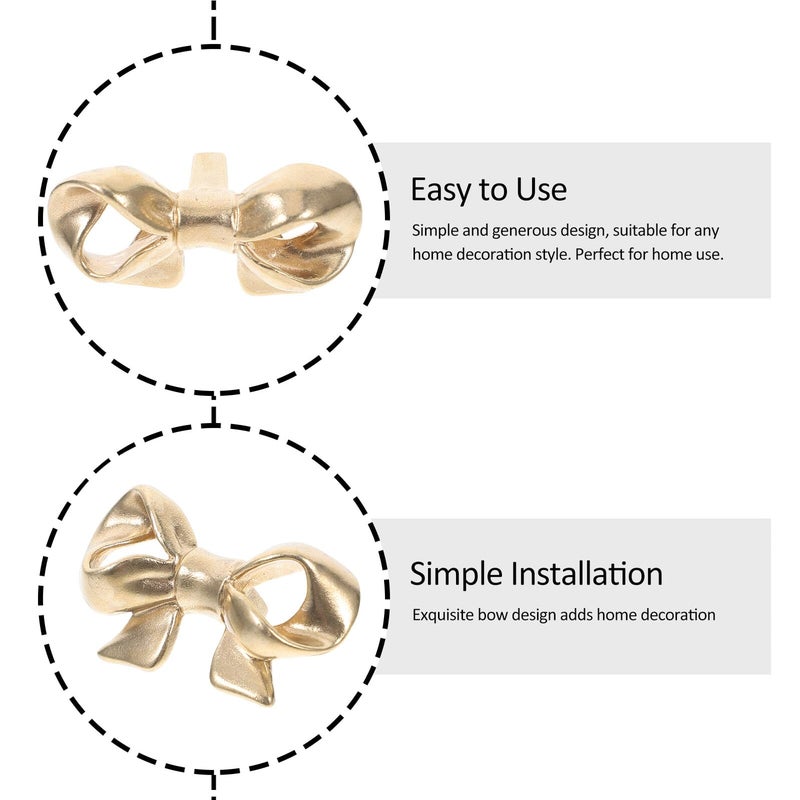 Vintage Brass Bow Shaped Drawer Knobs 2 Pack Cabinet Hardware Pulls - Image 4