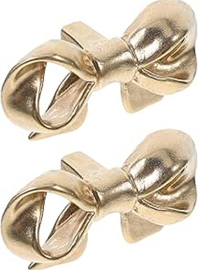 Vintage Brass Bow Shaped Drawer Knobs 2 Pack Cabinet Hardware Pulls - Image 1