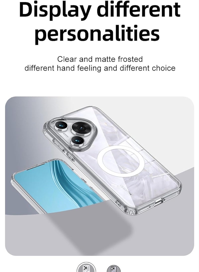 Magnetic Case for Huawei Pura 70, Compatible Case Magnetic Transparent PC Back + TPU Bumper Shock Resistant Phone Case - Image 4