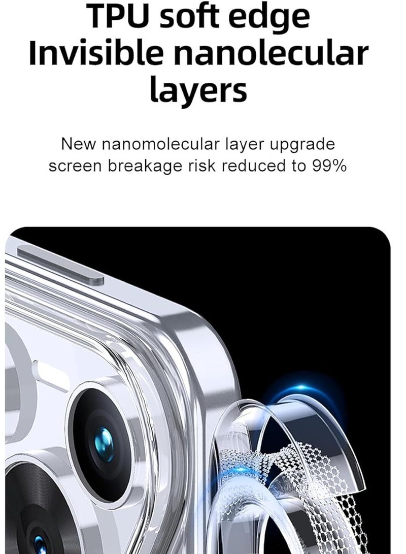 Magnetic Case for Huawei Pura 70, Compatible Case Magnetic Transparent PC Back + TPU Bumper Shock Resistant Phone Case - Image 2