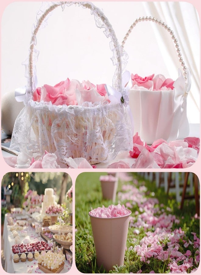 Eslibin 180 PCS Real Pink White Rose Flower Petals Confetti for Wedding Flower Girl to Throw, 1.75oz Freeze Dried Rose Petal for Proposal Centerpieces BabyShower Valentine's Day Romantic Night Decor - Image 2