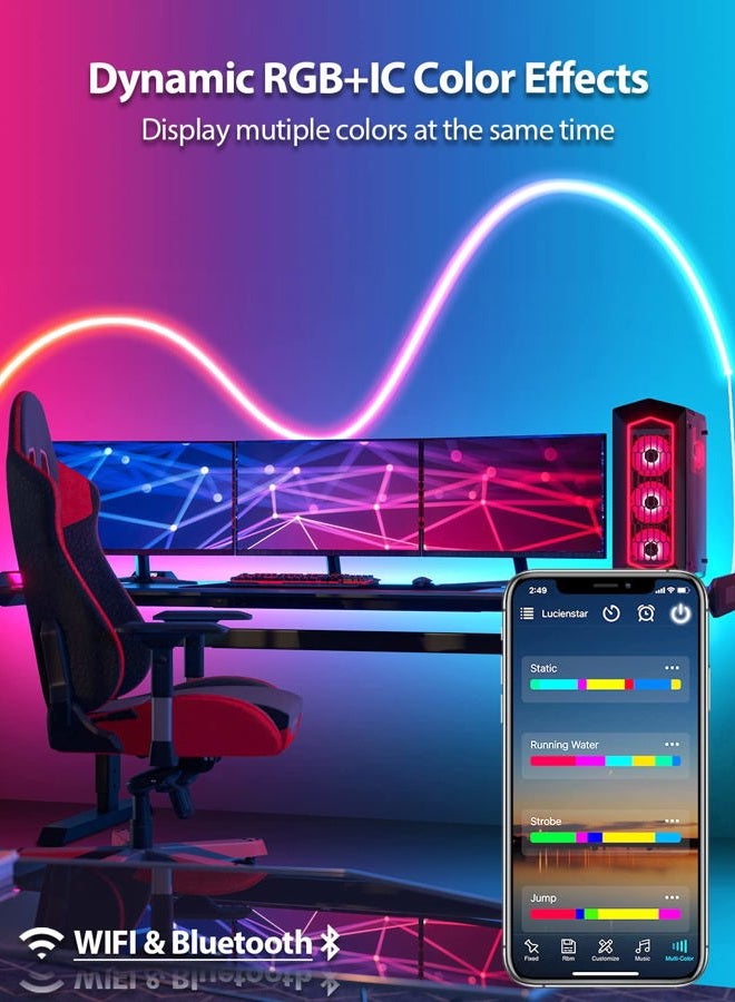 Lucienstar Neon Rope Lights - 5M RGBIC Neon Strip Lights with Music Sync,16 Million DIY Colors, DIY Design,Work with Alexa and Google Assistant, Led Rope Light for Gaming Room Wall Decor - Image 3