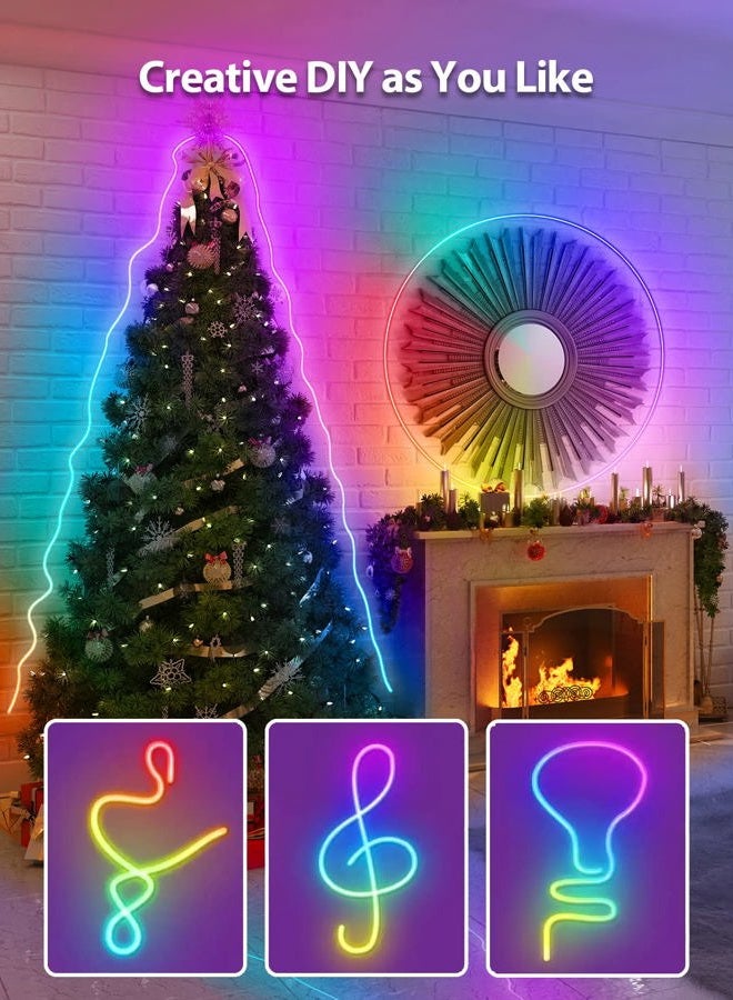 Lucienstar Neon Rope Lights - 5M RGBIC Neon Strip Lights with Music Sync,16 Million DIY Colors, DIY Design,Work with Alexa and Google Assistant, Led Rope Light for Gaming Room Wall Decor - Image 2