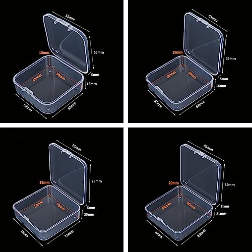 Goodma Small Bead Organizers, 78 Pieces Mixed Sizes Plastic Storage Cases Mini Clear Containers Transparent Rectangle Craft Supply Boxes with Hinged Lid - Image 4