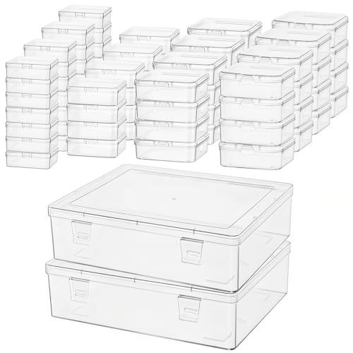 Goodma Small Bead Organizers, 78 Pieces Mixed Sizes Plastic Storage Cases Mini Clear Containers Transparent Rectangle Craft Supply Boxes with Hinged Lid - Image 1