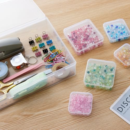 Goodma Small Bead Organizers, 78 Pieces Mixed Sizes Plastic Storage Cases Mini Clear Containers Transparent Rectangle Craft Supply Boxes with Hinged Lid - Image 5