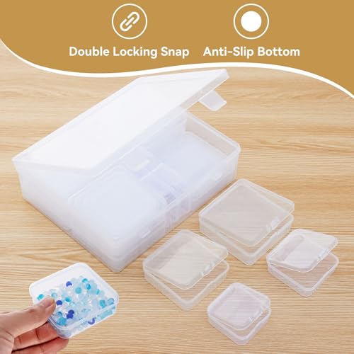 Goodma Small Bead Organizers, 78 Pieces Mixed Sizes Plastic Storage Cases Mini Clear Containers Transparent Rectangle Craft Supply Boxes with Hinged Lid - Image 2