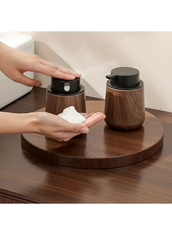 Walnut Color Foam Soap Dispenser 2 Pcs Bathroom Hand Sanitizer Bottle Home Decor Gift - Image 5