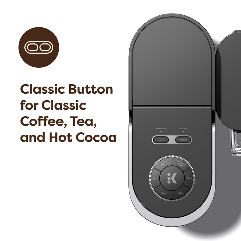 Keurig صانعة القهوة كيريج K-Crema ذات الكوب الواحد، تقنية ضغط الحقن وتعدد التدفقات، تحضر قهوة مغطاة بالكريمة، لقطات على طراز الإسبريسو، قهوة كلاسيكية، شاي، كاكاو، خزان قابل للإزالة بسعة 72 أونصة - Image 3