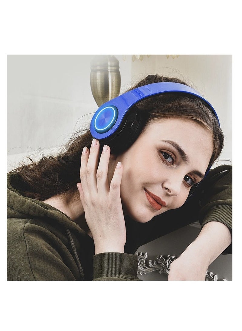 Head-mounted Noise Canceling Bluetooth Headphones Wireless Headphones Heavy Bass Comfortable Luminous Earplugs (Blue)  - Image 5
