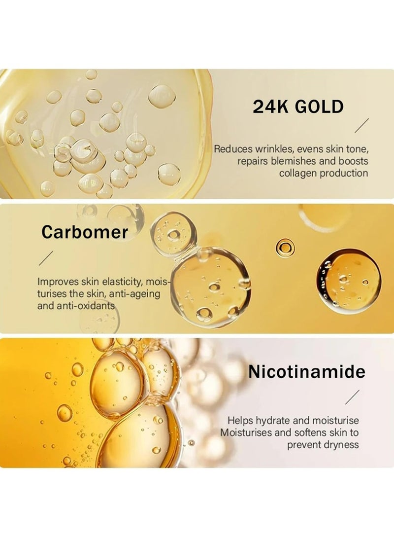 SADOER 24K Serum, Niacinamide Serum Concentrated Ampoules for Face Serum, Collagen Booster for a Natural Face Lift, Anti-Aging Serum, Strengthen the Skin Barrier, Deep Hydrating, 7x2ml Ampoule Serum - Image 4