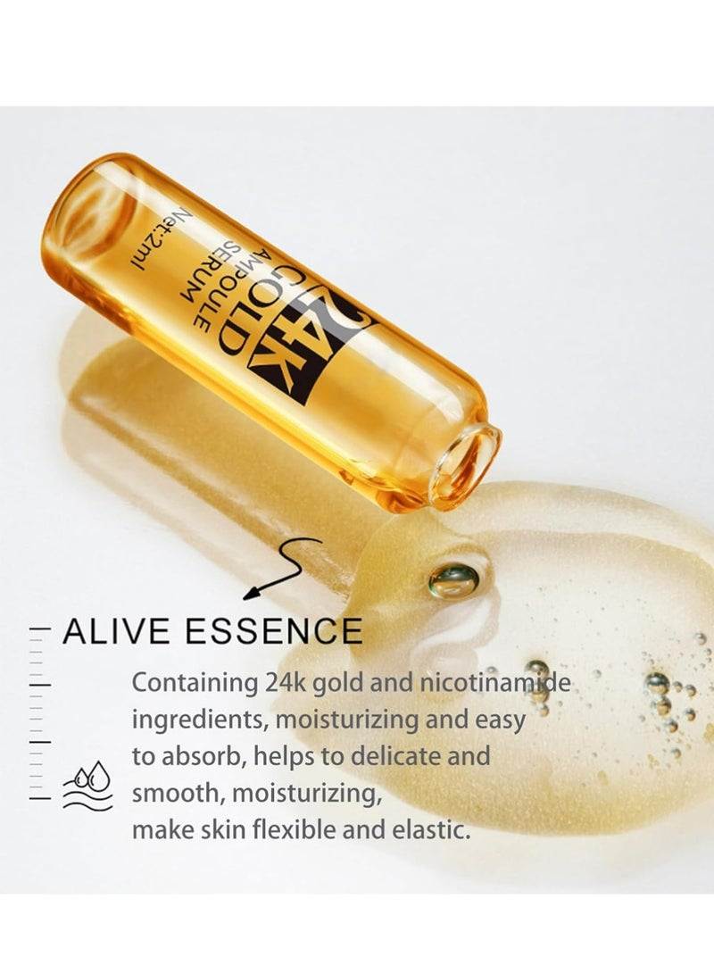 SADOER 24K Serum, Niacinamide Serum Concentrated Ampoules for Face Serum, Collagen Booster for a Natural Face Lift, Anti-Aging Serum, Strengthen the Skin Barrier, Deep Hydrating, 7x2ml Ampoule Serum - Image 5