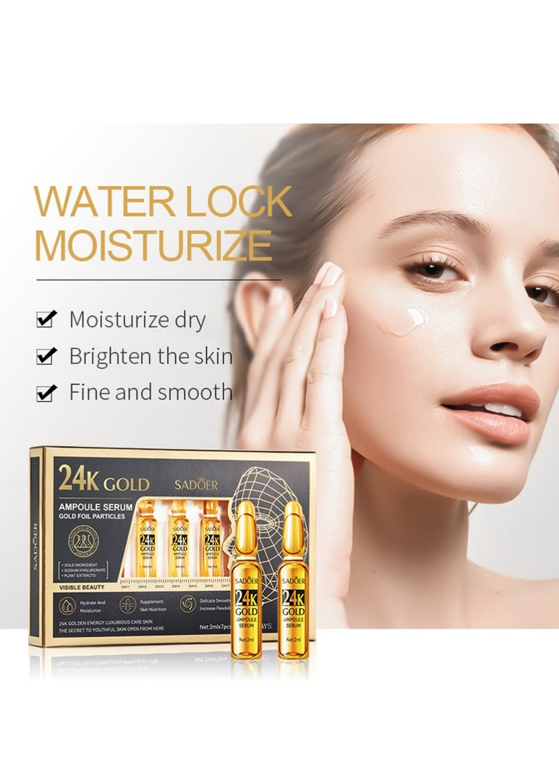 SADOER 24K Serum, Niacinamide Serum Concentrated Ampoules for Face Serum, Collagen Booster for a Natural Face Lift, Anti-Aging Serum, Strengthen the Skin Barrier, Deep Hydrating, 7x2ml Ampoule Serum - Image 2
