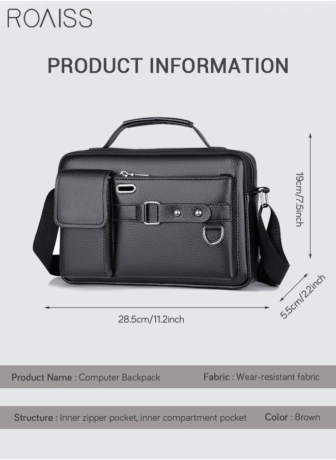 Business Messenger Shoulder Bag PU Leather Retro Chic Handbag Casual Portable Zipper Crossbody Shoulder Bag Husband Gift for Men Travel Work Office Dark Black - pzsku/Z5549CBAED3B16710AC32Z/45/_/1648617147/5a2c9c5e-e953-4fd7-aa1f-9e8e9de36b00