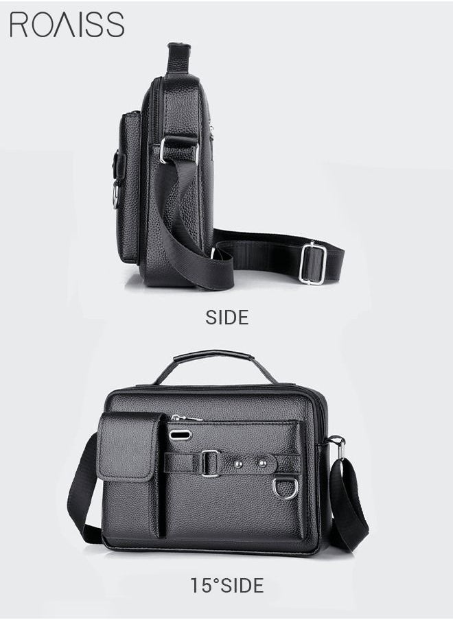 Business Messenger Shoulder Bag PU Leather Retro Chic Handbag Casual Portable Zipper Crossbody Shoulder Bag Husband Gift for Men Travel Work Office Dark Black - pzsku/Z5549CBAED3B16710AC32Z/45/_/1648617147/f0b24ce2-9372-42bd-8dde-4cdc8679b5a6