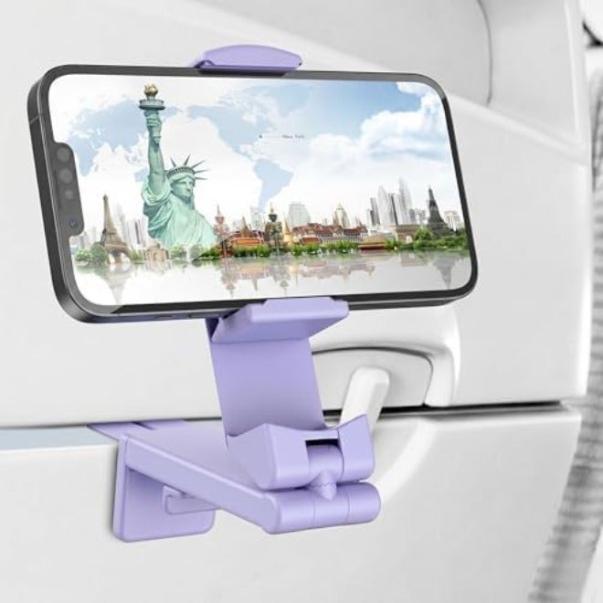Perilogics Universal in Flight Airplane Phone Holder Mount. Hands Free Viewing with Multi-Directional Dual 360 Degree Rotation. Pocket Size Must Have Airplane Travel Essential Accessory for Flying - Image 1