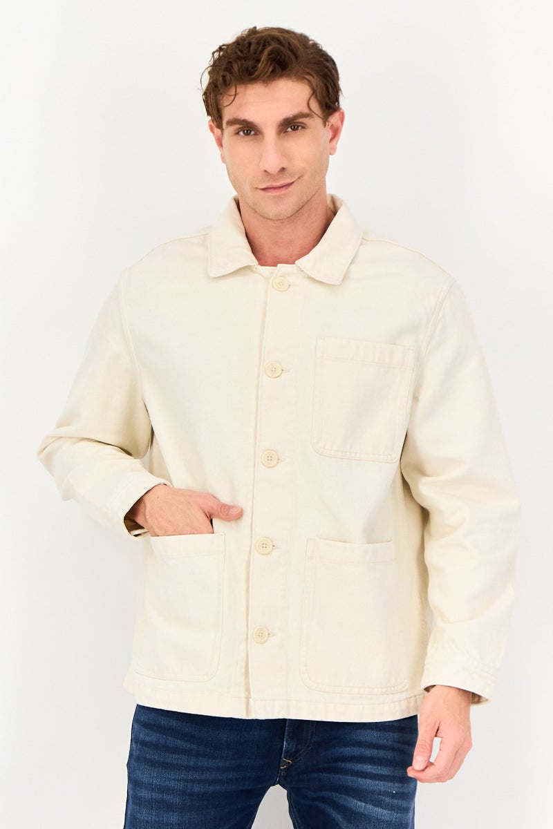 Celio جاكيت جينز طويل الأكمام للرجال، بيج - Image 1