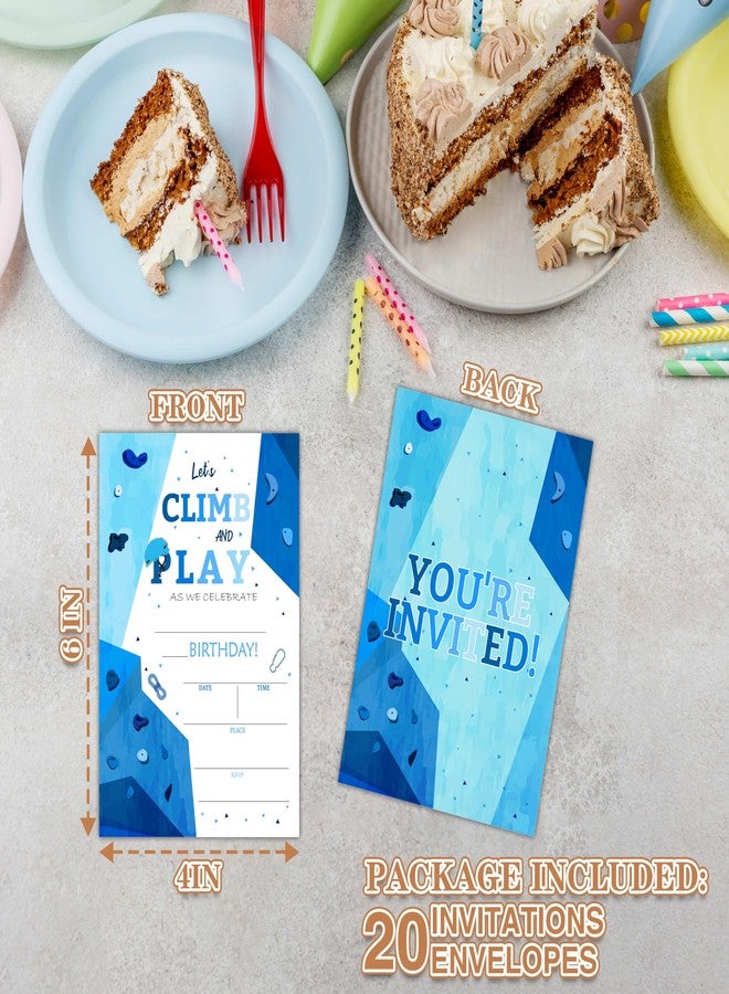 Zmyollo Let's Climb and Play Birthday Invitations with Envelopes - 20PCS Rock Climbing Birthday Party Invitations for Boys and Girls - Climbing Birthday Party Supplies Decorations -17 - Image 4