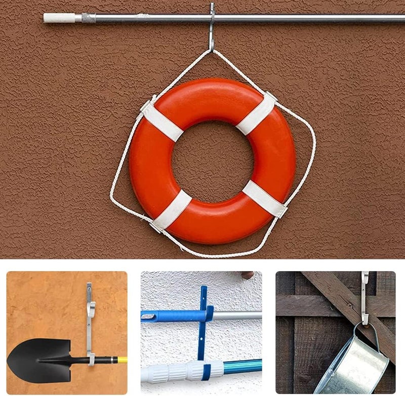 WWD POOL Swimming Pool Aluminum Pole Hanger Set, Blue, 1-Pack (2 Hooks), for Telescoping Poles, Leaf Rakes, Skimmers, Nets, Brushes, Vacuum Hoses (11079A-Silver) - Image 5