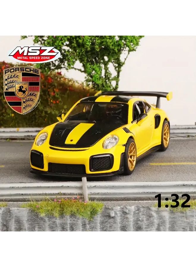 Yellow Porsche 911 GT2 RS 1 32 Scale Model Car Pull Back Toy Zinc Alloy - Image 2