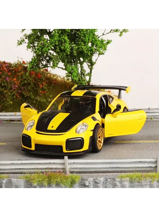 Yellow Porsche 911 GT2 RS 1 32 Scale Model Car Pull Back Toy Zinc Alloy - Image 4