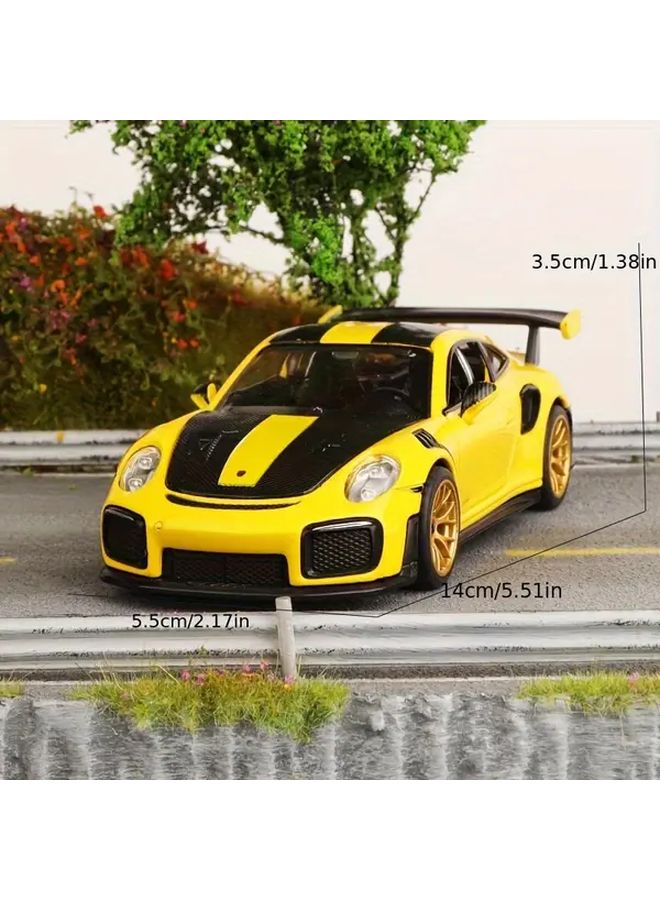 Yellow Porsche 911 GT2 RS 1 32 Scale Model Car Pull Back Toy Zinc Alloy - Image 3