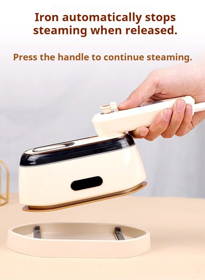 Splendors Portable Iron 1000W Electric Travel Mini Handheld Iron Steamer Dry And Wet Ironing Machine （With Wire） 180°Swivel Handle With（Ivory） - Image 3