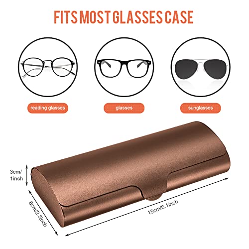 Hifot Aluminium Glasses Case, Slim Reading Glasses Case, Portable Travel Brown Eyeglass Spectacles Protection Hard Shell Case - Image 2