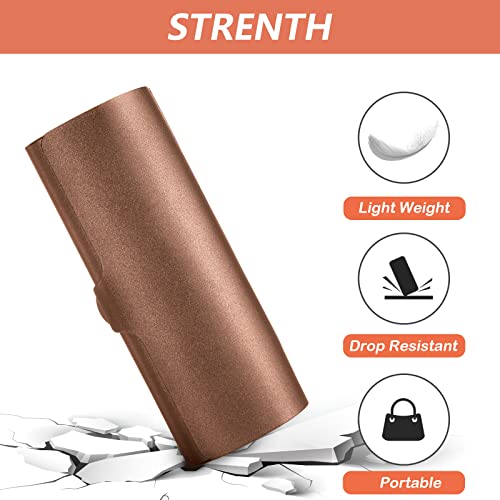 Hifot Aluminium Glasses Case, Slim Reading Glasses Case, Portable Travel Brown Eyeglass Spectacles Protection Hard Shell Case - Image 4