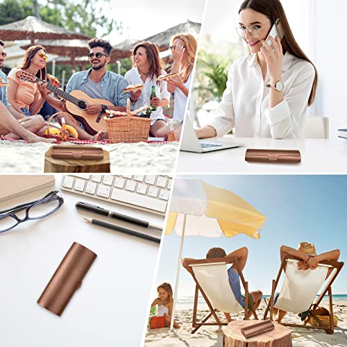 Hifot Aluminium Glasses Case, Slim Reading Glasses Case, Portable Travel Brown Eyeglass Spectacles Protection Hard Shell Case - Image 5