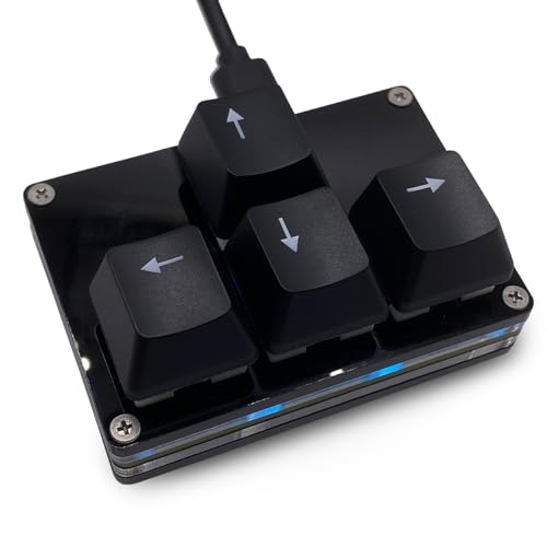 BTXETUEL Mini 4-Key Keypad WASD Arrow Key Keycaps Keyboard One-Handed Mechanical Gaming Keypad Programmable USB-C Customized Keyboard for Working or Gaming (Black, Arrow Keycaps 2) - Image 1