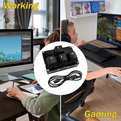 BTXETUEL Mini 4-Key Keypad WASD Arrow Key Keycaps Keyboard One-Handed Mechanical Gaming Keypad Programmable USB-C Customized Keyboard for Working or Gaming (Black, Arrow Keycaps 2) - Image 5