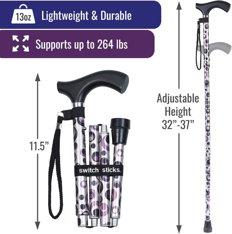 Switch Sticks Walking Cane for Men or Women, Foldable and Adjustable from 32-37 Inches, FSA and HSA Eligible - Image 4