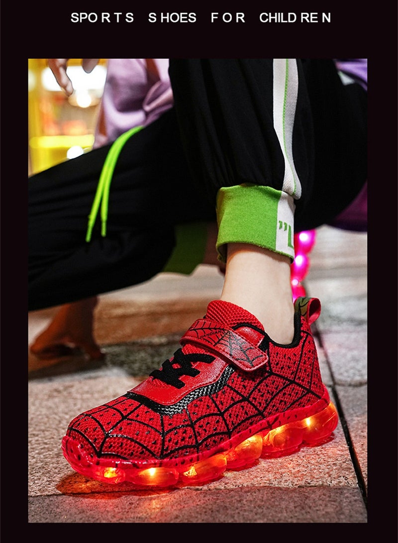 FASHION Walking Shoes LED Lights Shoes Light Up Boys And Girls Children USB Charge Red - Image 2