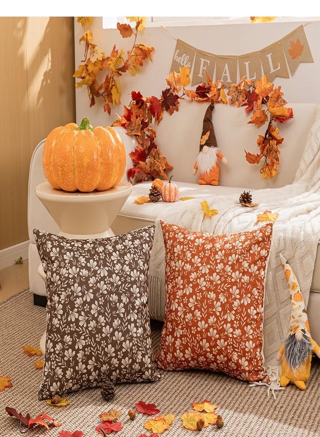 Allorry Rust Pillow Covers 18x18 Set of 2 Cute Vintage Daisy Floral Decorative Pillow Cases Spring Summer Fall Rustic Farmhouse Decor Cushion Covers Home Sofa Bed Outdoor Decor Gifts CY-001G18 - Image 4