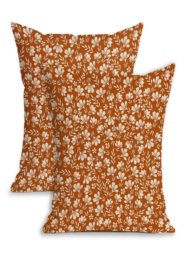Allorry Rust Pillow Covers 18x18 Set of 2 Cute Vintage Daisy Floral Decorative Pillow Cases Spring Summer Fall Rustic Farmhouse Decor Cushion Covers Home Sofa Bed Outdoor Decor Gifts CY-001G18 - Image 1