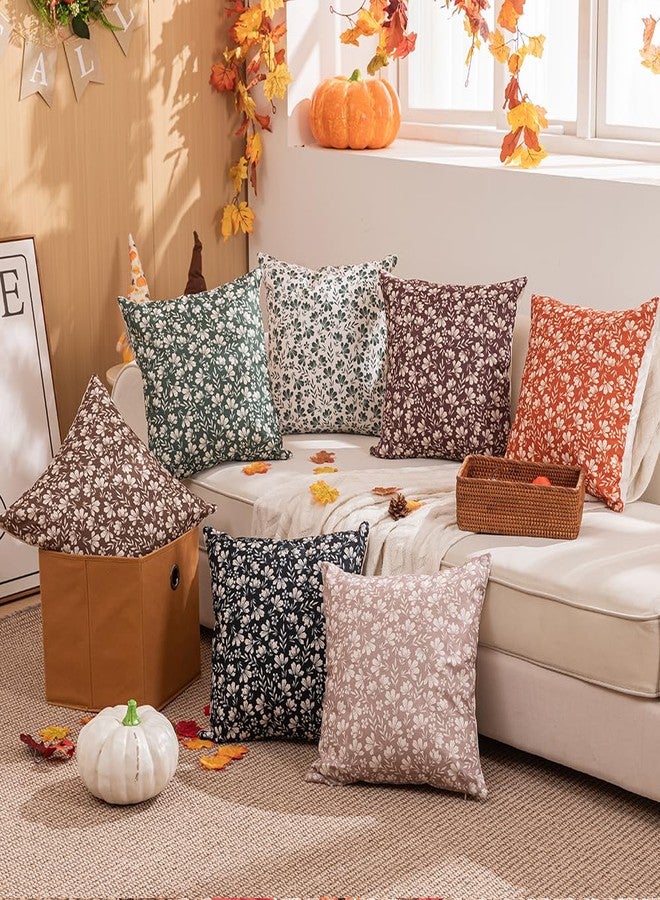 Allorry Rust Pillow Covers 18x18 Set of 2 Cute Vintage Daisy Floral Decorative Pillow Cases Spring Summer Fall Rustic Farmhouse Decor Cushion Covers Home Sofa Bed Outdoor Decor Gifts CY-001G18 - Image 5