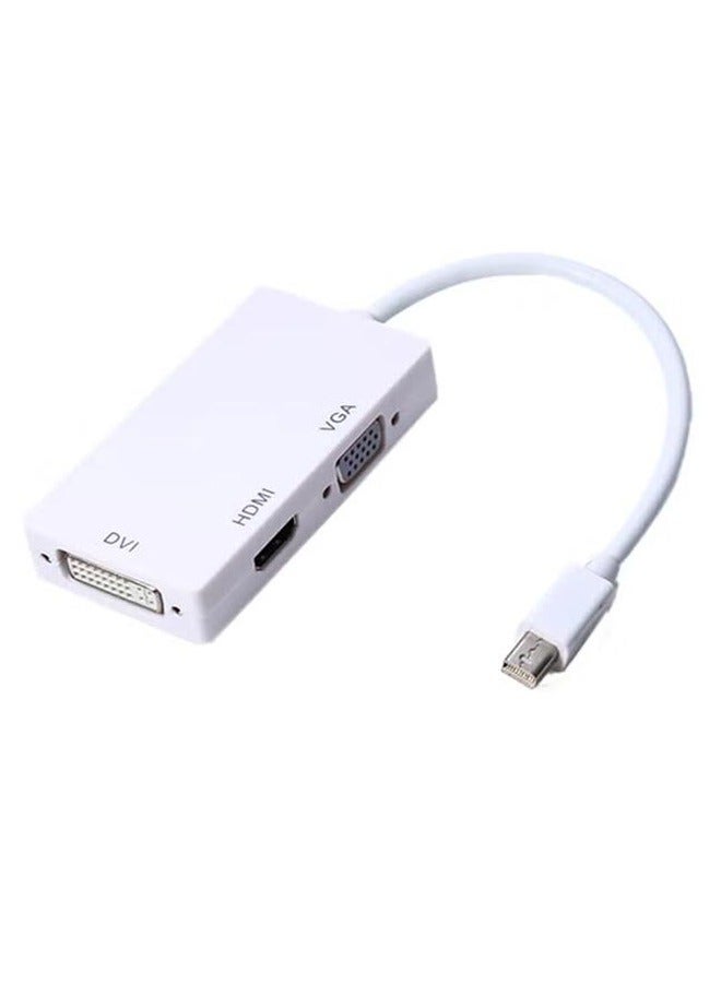محول 3 في 1 Mini DisplayPort DP ذكر إلى HDMI/DVI/VGA أنثى يدعم 1080P أبيض