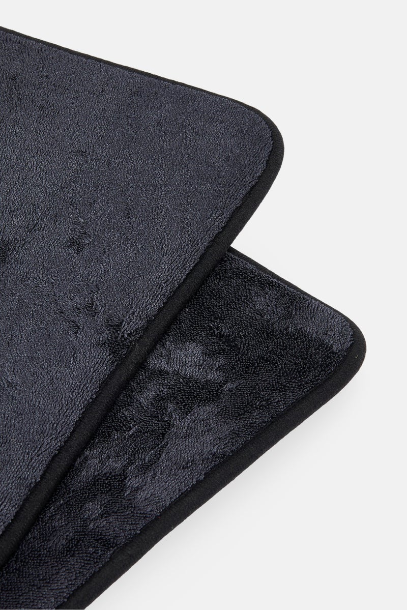 Chateau Collection 2pcs Memory Foam Charcoal Infused Bath Mat, Black  - Image 4