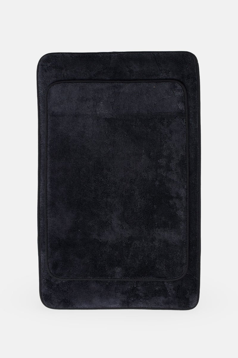 Chateau Collection 2pcs Memory Foam Charcoal Infused Bath Mat, Black  - Image 2