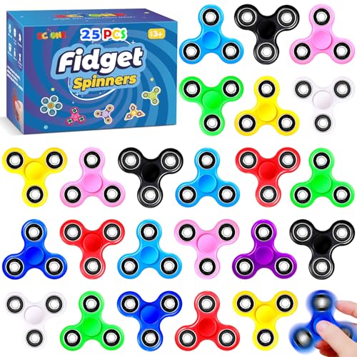 SCIONE Fidget Spinners 25 Pack Birthday Party Gifts for Adults Kids Treasure Box Toys for Classroom Prizes Party Favors for Kids Stress Anxiety ADHD Relief Fidgets Toy Finger Hand Spinner - Image 1