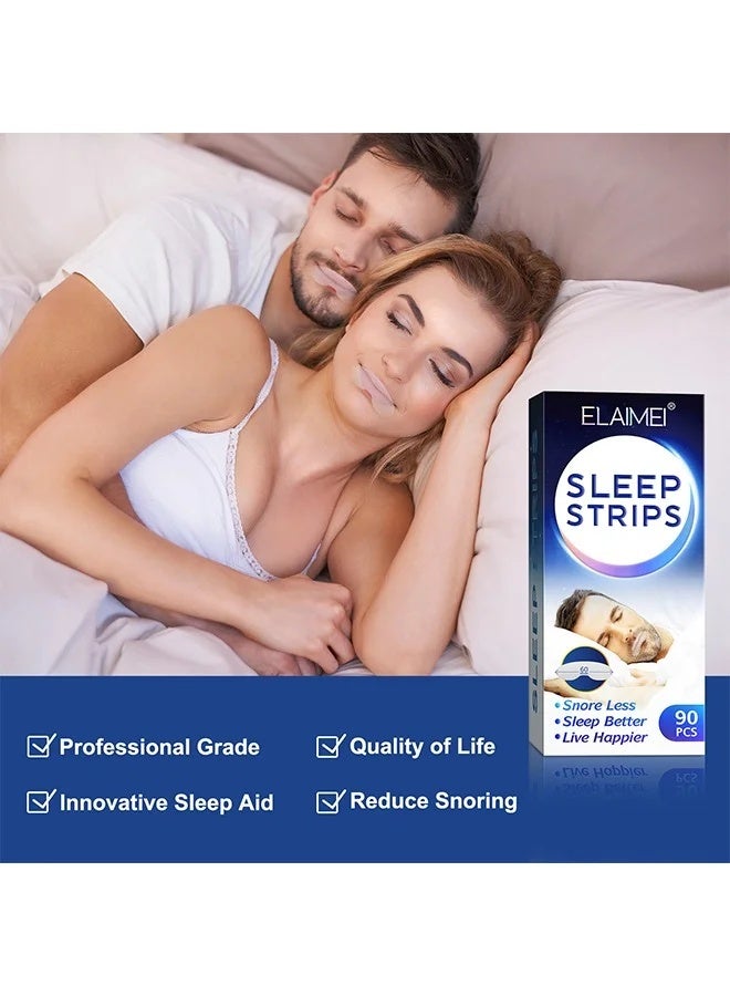 Elaimei Sleep Strips for Mouth Breathing - 90PCS Anti-Snoring Tape with Breathing Vent, Medical-Grade Adhesive for Better Sleep - Image 2