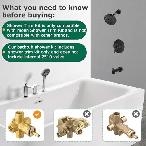 Saree T2903EPBL Shower System Compatible with moen Shower Trim Kit, Replacement for T2903EPBL Black moen Tub Shower Trim, Easy to Install, Without 2510 Valve - Image 2