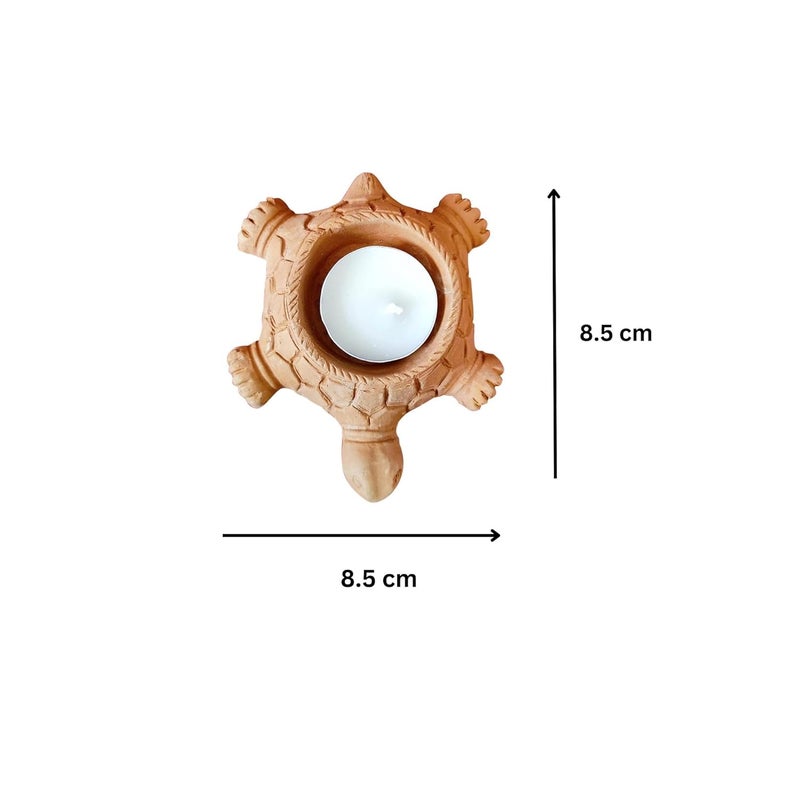 Gachwala Terracotta Tealight Candle Holders Pack of 1 Handmade Clay Turtle Figure Vastu Feng Shui Tortoise for Success Good Luck Clay Tortoise Candle Stand Terracotta Decorative for Home - Image 3