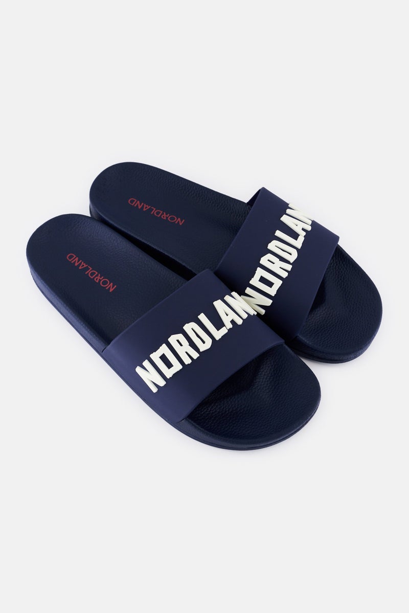 Nordland Men Brand Logo Slip On Slides, Navy  - Image 2