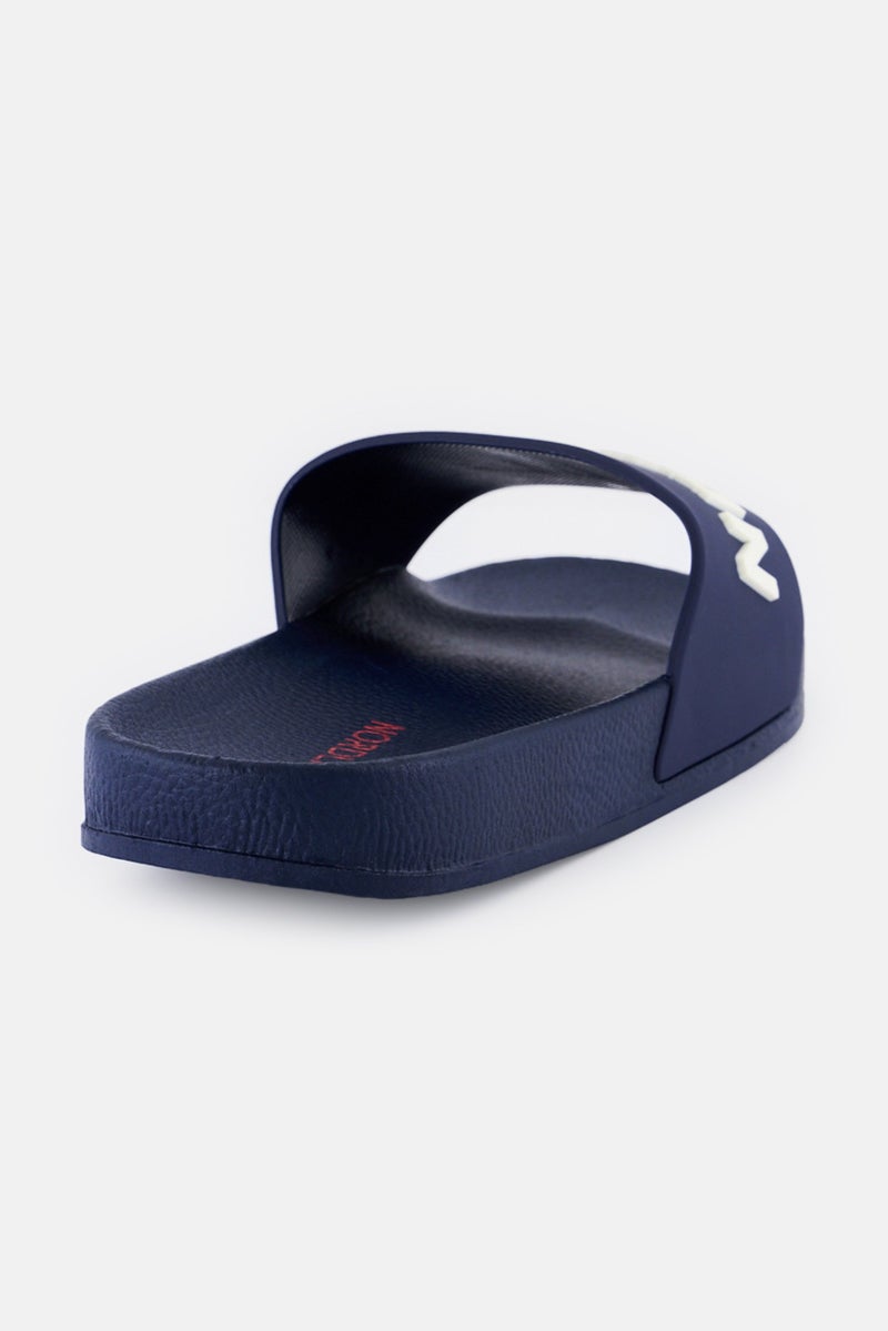 Nordland Men Brand Logo Slip On Slides, Navy  - Image 3
