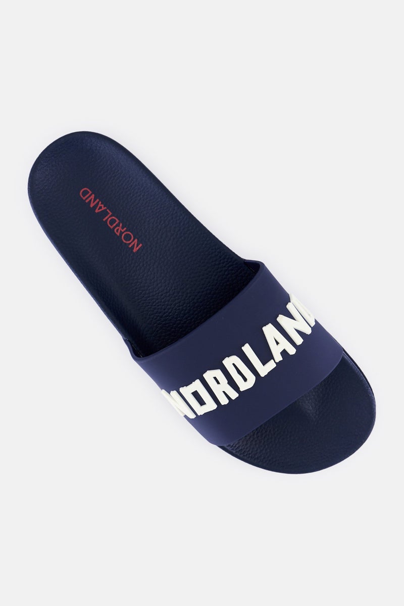 Nordland Men Brand Logo Slip On Slides, Navy  - Image 4