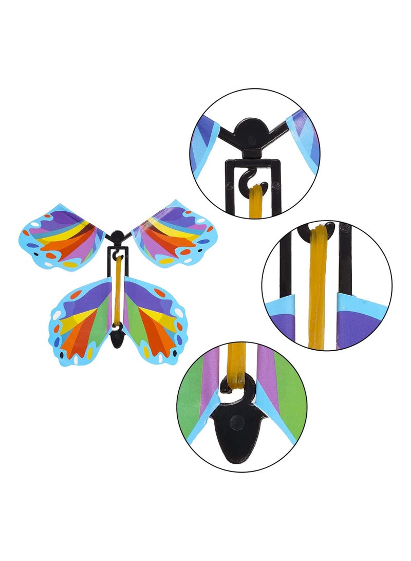 SYOSI 30pcs Magic Wind Up Flying Butterfly Magic Fairy Flying Butterfly Wind Up Butterfly in The Book Rubber Band Powered Magic Fairy Flying Toy Great Xmas Gifts Surprise Gift (Random Color) - Image 5