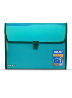 Maxi Maxi Expansion File 13 Grids Without Handle Turquoise, 13 Pockets Expanding Folders, Portable Accordion A4 Expandable Organizer  - Image 1